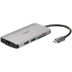 Docking USB Tipo-C D-Link DUB-M810- 3xUSB- 1xUSB Tipo-C- 1xThunderbolt- 1xHDMI- 1xRJ45- 1xLector tarjetas- Gris