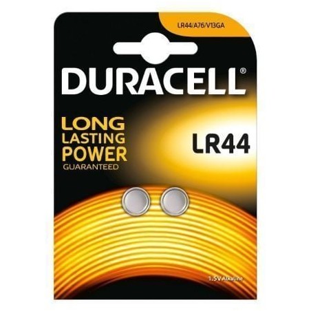 Pack de 2 Pilas de Botón Duracell LR44- 1-5V- Alcalinas