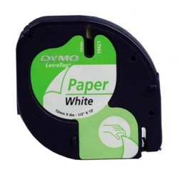 Cinta Rotuladora Adhesiva de Papel Dymo 59421- para Letratag- 12mm x 4m- Blanca