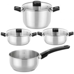 Pack Batería de Cocina Elite Monix M240001- Cazo Ø14cm- Ollas Ø24cm- Cacerolas Ø20 - 24cm- Acero Inoxidable- Apta para Inducción