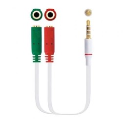 Cable Estéreo Nanocable 10-24-1201- Jack 3-5 Macho - 2x Jack 3-5 Hembra- 20cm- Blanco