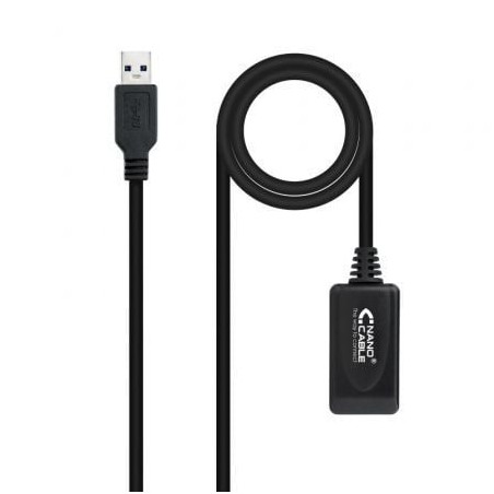 Cable Alargador USB 3-0 con Amplificador Nanocable 10-01-0311- USB Macho - USB Hembra- 5m- Negro