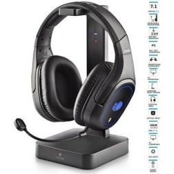 Auriculares Inalámbricos Gaming con Micrófono NGS GHX-600- Jack 3-5- USB 2-0- Óptica- Negros