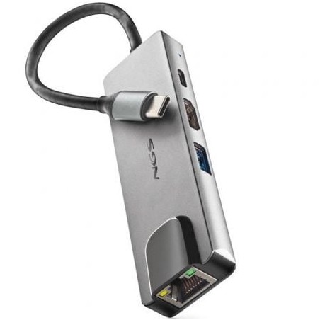 Docking USB Tipo-C NGS WonderDock Supra- 1xUSB- 1xUSB Tipo-C DP- 1xHDMI- 1xRJ45