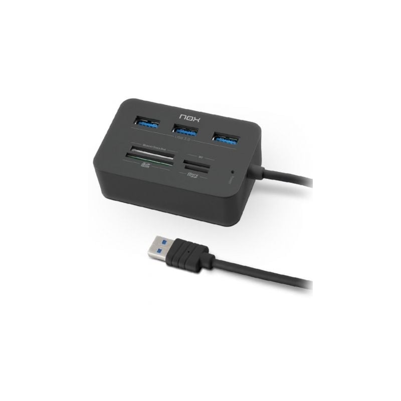 Hub USB 3-0 Nox Reader One- 3xUSB- 1x Lector de Tarjetas