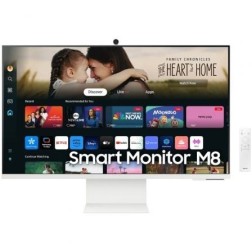 Smart Monitor Samsung M8 S32DM801UU 32"- 4K- Smart TV- Webcam- Multimedia- Regulable en altura- Blanco