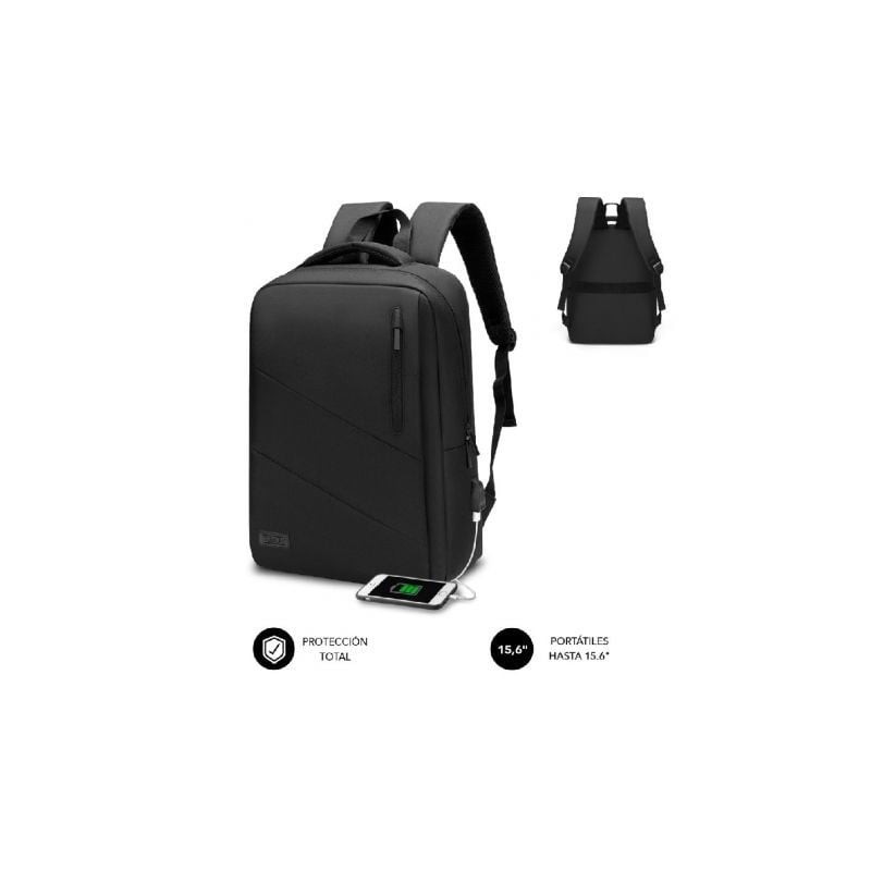 Mochila Subblim City Backpack para Portátiles hasta 15-6"- Puerto USB- Negra