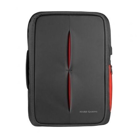 Mochila Mars Gaming MB2 para Portátil hasta 17-3"- Puerto USB- Antirrobo- Impermeable- Gris y Roja