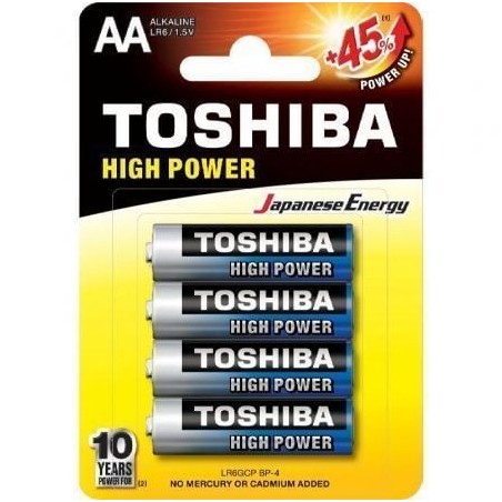 Pack de 4 Pilas AA Toshiba High Power LR6- 1-5V- Alcalinas