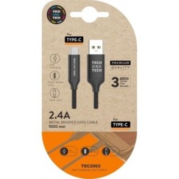 Cable USB 2-0 Tech One Tech TEC2003- USB Tipo-C Macho - USB Macho- 1m- Negro