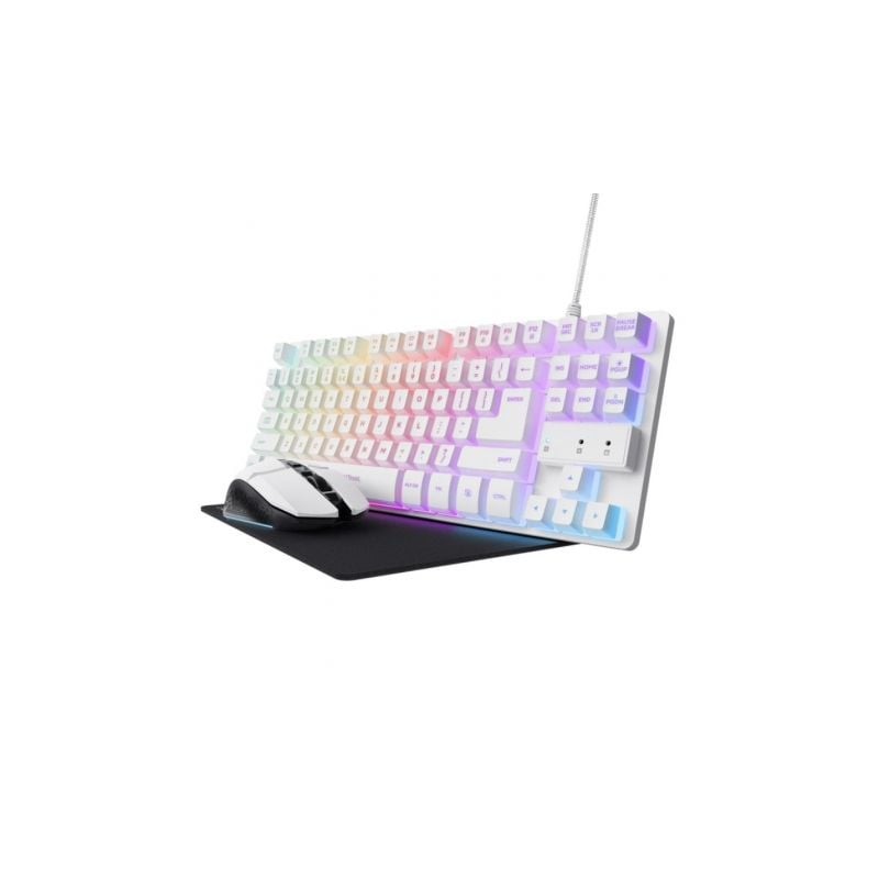 Pack Gaming Trust Gaming GXT 794W- Teclado RGB + Ratón RGB + Alfombrilla