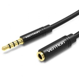 Cable Estéreo Vention BHBBI- Jack 3-5 Macho - Jack 3-5 Hembra- 3m- Negro