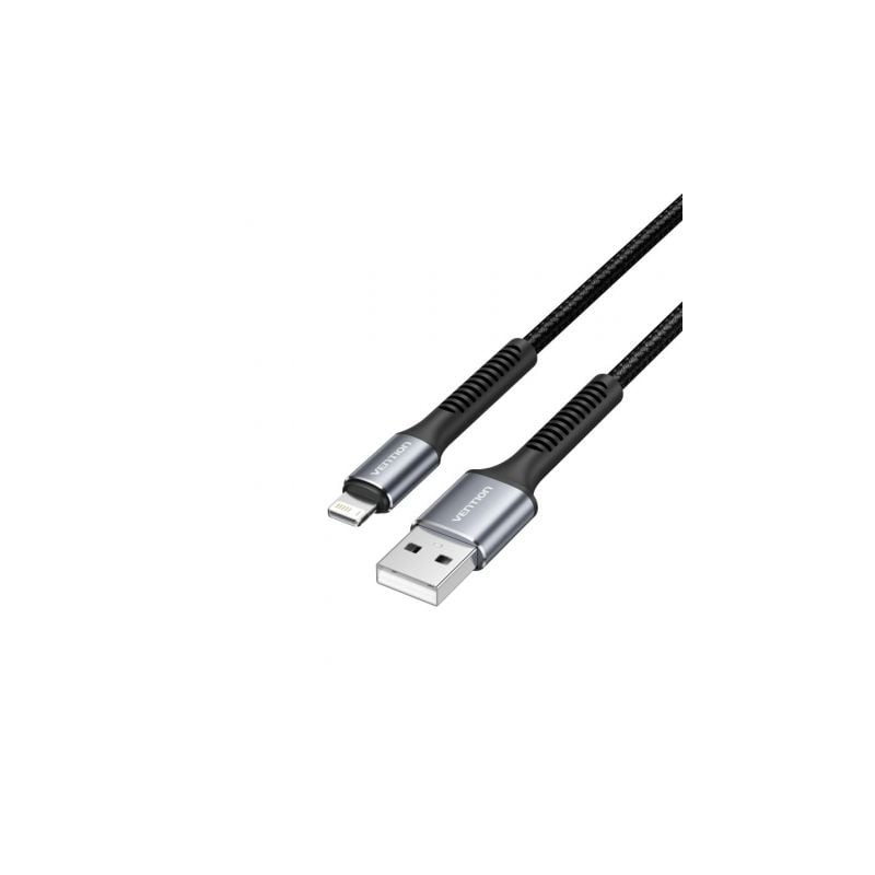 Cable USB 2-0 Lightning Vention H14BF- Lightning Macho - USB Macho- 10W- 480Mbps- 1m- Negro