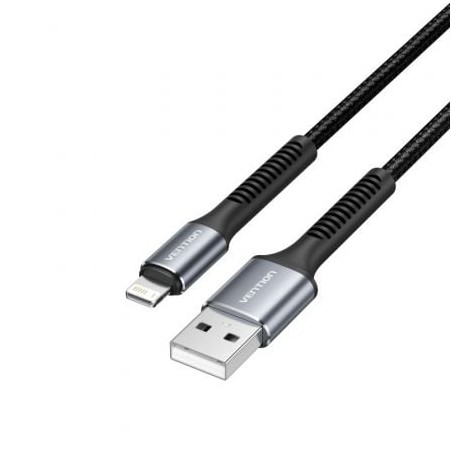 Cable USB 2-0 Lightning Vention H14BF- Lightning Macho - USB Macho- 10W- 480Mbps- 1m- Negro