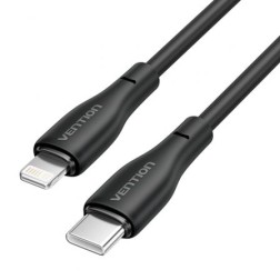 Cable USB Tipo-C Lightning Vention H28BF- USB Tipo-C Macho - Lightning Macho- 27W- 480Mbps- 1m- Negro