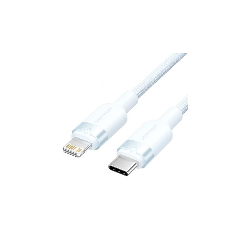 Cable USB Tipo-C Lightning Vention LALSF- USB Tipo-C Macho - Lightning Macho- 27W- 480Mbps- 1m- Azul