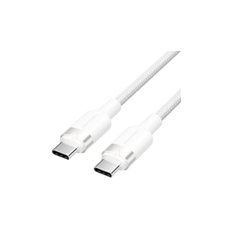 Cable USB 2-0 Tipo-C 3A Vention TRDWF- USB Tipo-C Macho - USB Tipo-C Macho- Hasta 60W- 480Mbps- 1m- Blanco