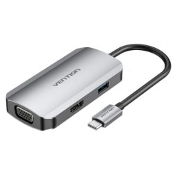 Docking USB Tipo-C Vention TOAHB- 1xHDMI- 1xVGA- 1xUSB- 1xUSB Tipo-C PD- Gris