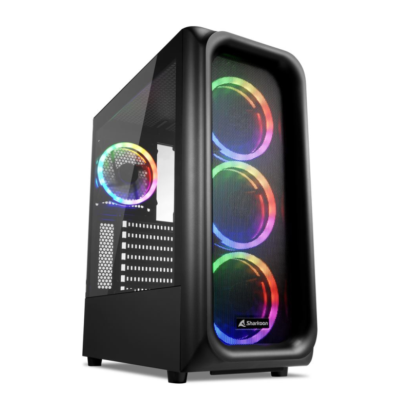 CAJA SHARKOON TK5M RGB ATX 2XUSB3-0 1XUSBtipoC SIN FUENTE NEGRO