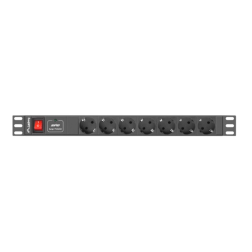 REGLETA LANBERG 1U 10A 7X SCHUKO RACK 19" 2M NEGRO C14