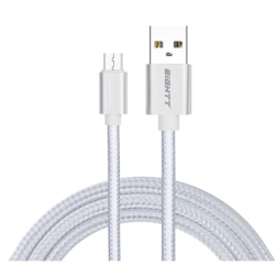 CABLE EIGHTT USB A MICROUSB 1MTS TRENZADO DE NYLON PLATA- CARCASA DE ALUMINIO