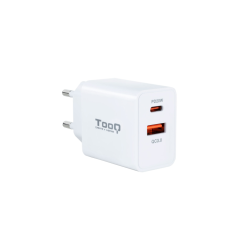 Cargador de Pared TooQ TQWC-2SC04WT- 1xUSB Tipo-C- 1xUSB- 20W