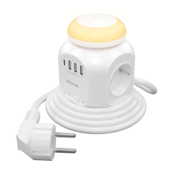 REGLETA ENCHUFES AISENS 4 TOMAS + 1XUSB-C 3XUSB-A LUZ NOCTURNA 1-8M BLANCO