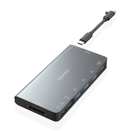 DOCK AISENS 8 EN 1 HDMI RJ45 3XUSB-A USB-C DATOS+PD 1XSD 1XMICRO SD