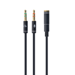 CABLE ADAPTADOR GEMBIRD-HEMBRA 4PINES 3,5MM A 2 STEREO 3,5MM NEGRO, C-METALIC