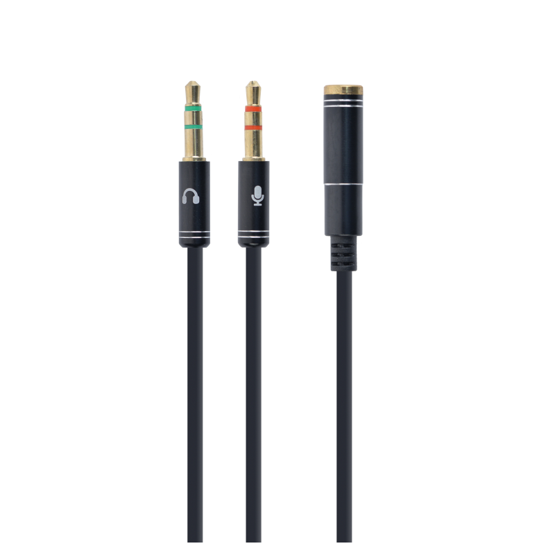 CABLE ADAPTADOR GEMBIRD-HEMBRA 4PINES 3,5MM A 2 STEREO 3,5MM NEGRO, C-METALIC