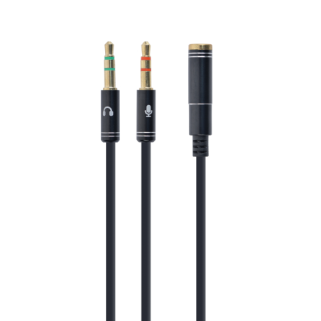 CABLE ADAPTADOR GEMBIRD-HEMBRA 4PINES 3,5MM A 2 STEREO 3,5MM NEGRO, C-METALIC