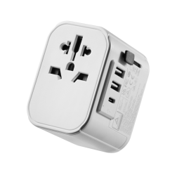 ADAPTADOR DE VIAJE EWENT 2 PUERTOS USB Y TIPO-C USA-UK-AUS-CHINA