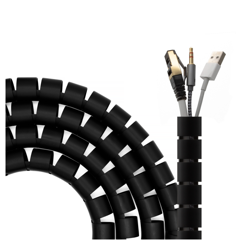 ORGANIZADOR CABLES AISENS ESPIRAL 25MM NEGRO 2mts