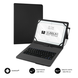 Funda con Teclado Subblim Keytab Pro USB para Tablets de 10-1"-11"- Negra