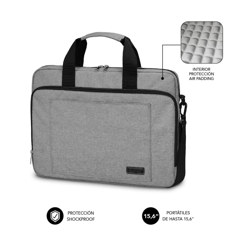 Maletín Subblim Air Padding Laptop Bag para Portátiles hasta 15-6"- Cinta para Trolley- Gris