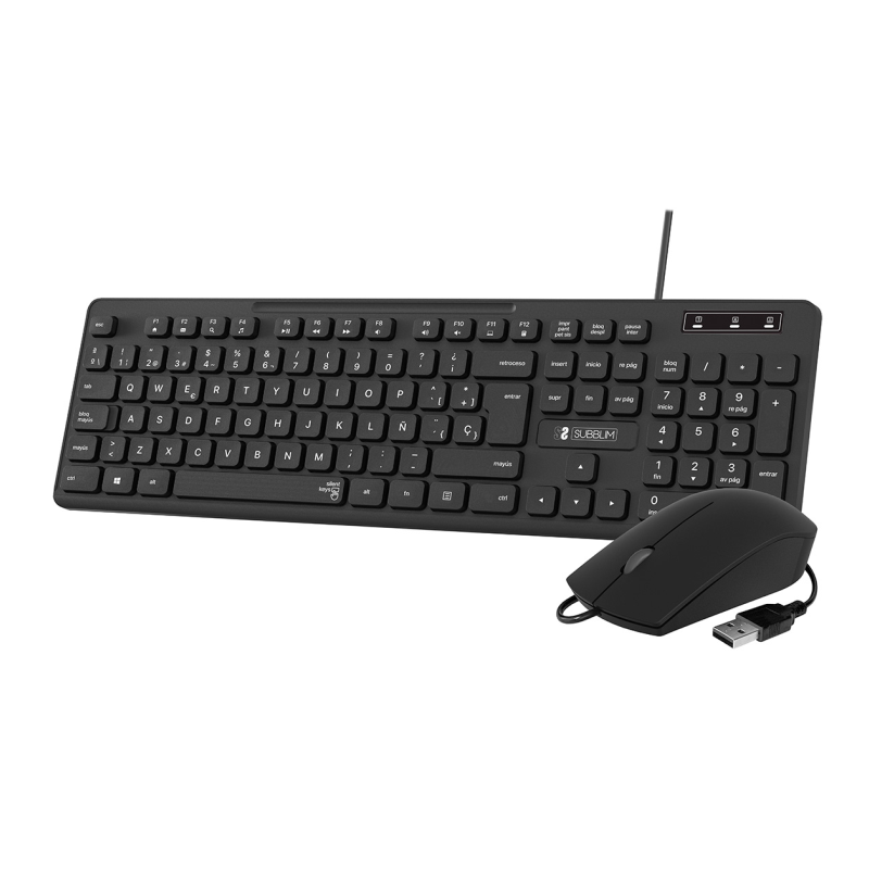 COMBO SUBBLIM TECLADO-RATON BUSINESS SLIM NEGRO CABLE USB