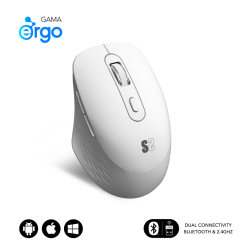 Ratón Ergonómico Inalámbrico por Bluetooth- 2-4GHz Subblim Curve Ergo Dual Battery- Batería recargable- Hasta 1600 DPI- Blanco