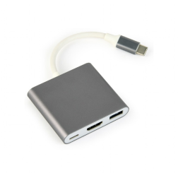 MULTIADAPTADOR GEMBIRD USB TIPO C, GRIS ESPACIAL