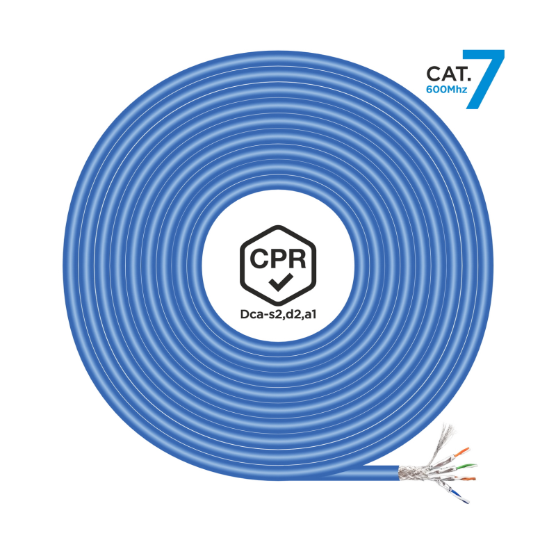 Bobina de Cable RJ45 SFTP AWG23 LSZH CPR Dca Aisens A146-0665 Cat-7- 305m- Azul