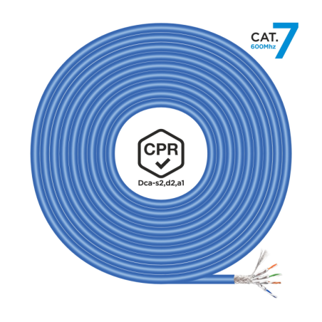 BOBINA CABLE RED AISENS RJ45 LSZH CPR Dca CAT-7 SFTP 305M AZUL