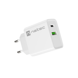 CARGADOR NATEC RIBERA 20W 1XUSB-A + 1XUSB-C PD3-0 QC3-0 BLANCO