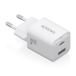 CARGADOR AISENS GAN 30W 1XUSB-C PD3-0 QC4-0 1XUSB-A QC3-0 BLANCO