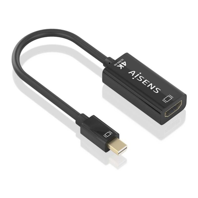 CONVERSOR AISENS MINI DP-M A HDMI-H 4K@60HZ NEGRO, 15CM