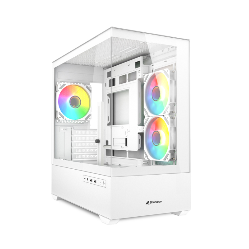 CAJA GAMING SHARKOON MK6 RGC MICRO ATX BLANCO 3XVENT 120MM 2XUSB SN FUENTE