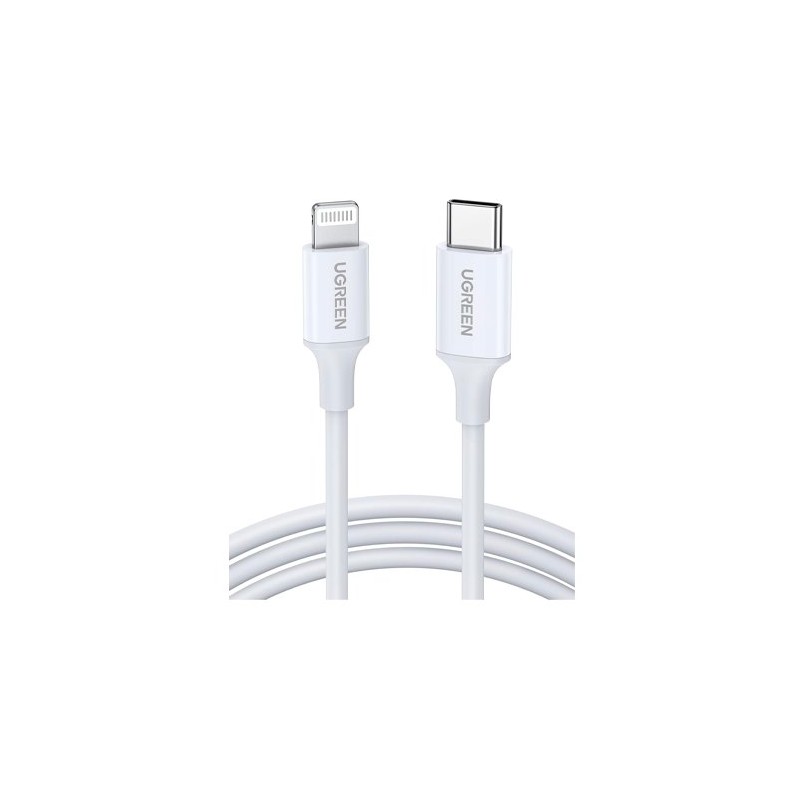 CABLE UGREEN USB-C to LIGHTNING MFI 1M WHITE