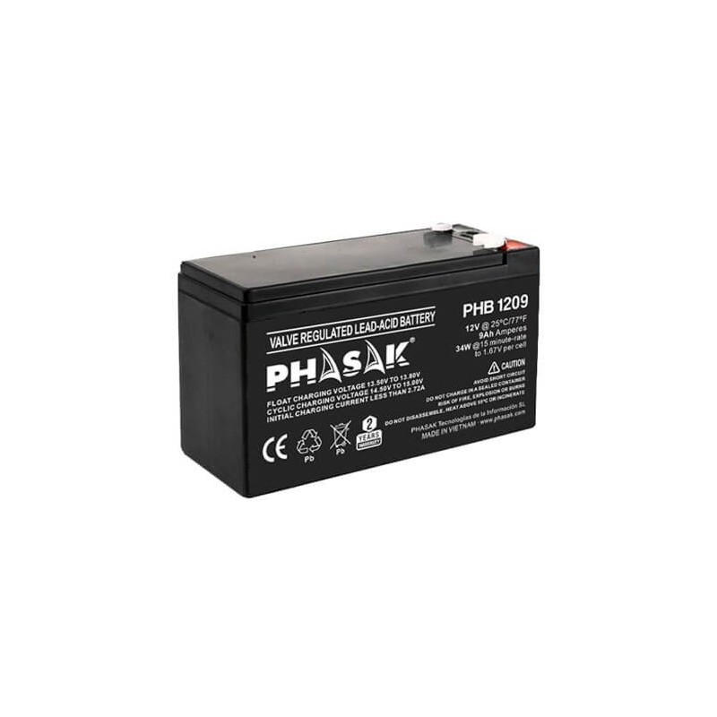 Batería Phasak PHB 1209 compatible con SAI-UPS PHASAK según especificaciones