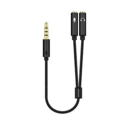 Adaptador Aisens A128-0416- Jack 3-5 Macho - 2x Jack 3-5 Hembra- 25cm- Negro