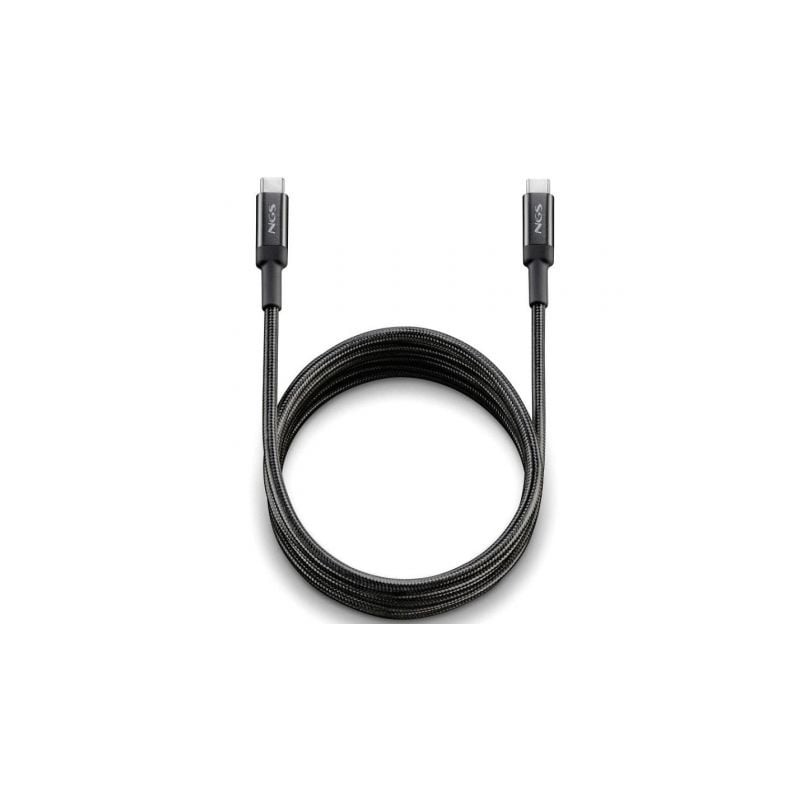 Cable USB 2-0 Tipo-C NGS KNOT- USB Tipo-C Macho - USB Tipo-C Macho- Hasta 100W- 480Mbps- 2m- Negro