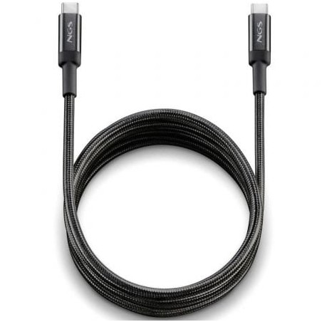 Cable USB 2-0 Tipo-C NGS KNOT- USB Tipo-C Macho - USB Tipo-C Macho- Hasta 100W- 480Mbps- 2m- Negro