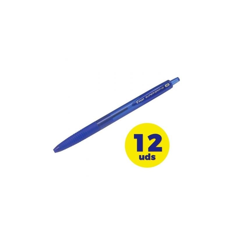 Caja de Bolígrafos de Tinta de Aceite Retráctil Pilot Super Grip G- 12 unidades- Azules